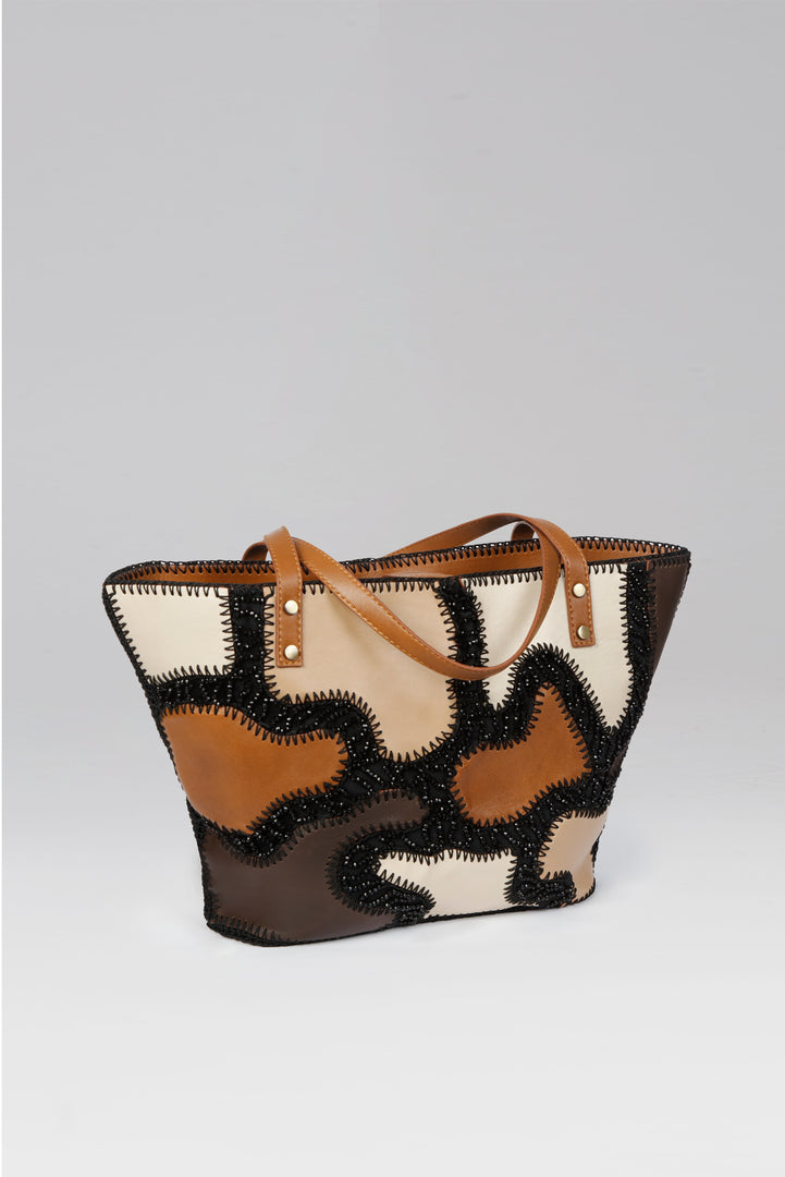Patchy Leather Tote