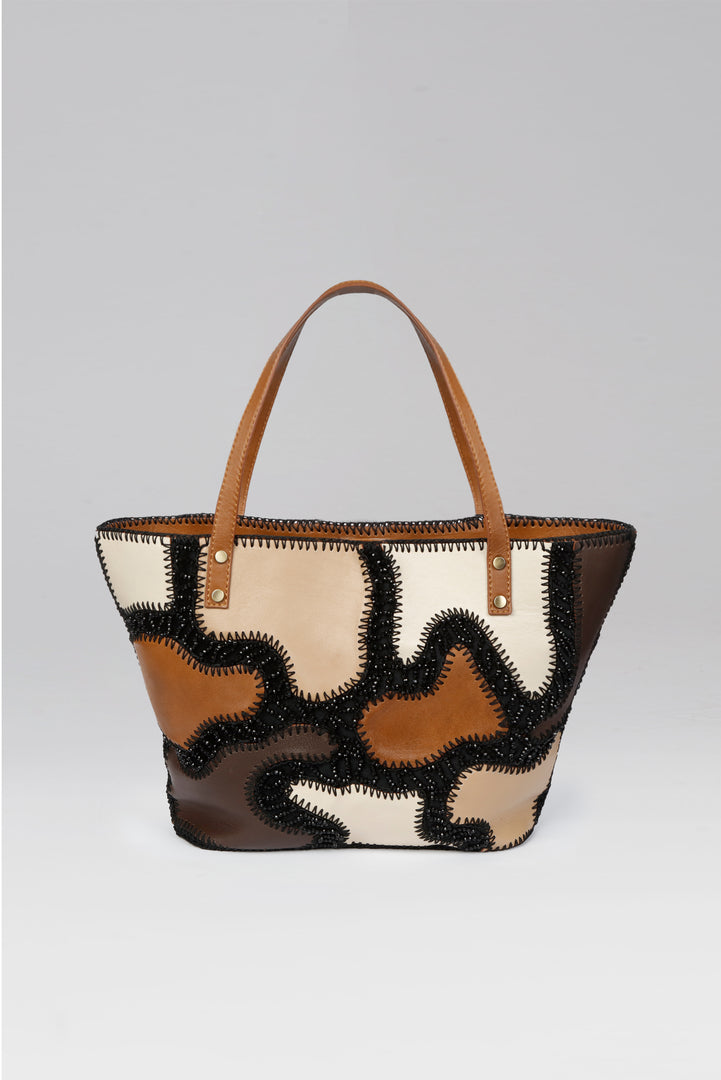 Patchy Leather Tote