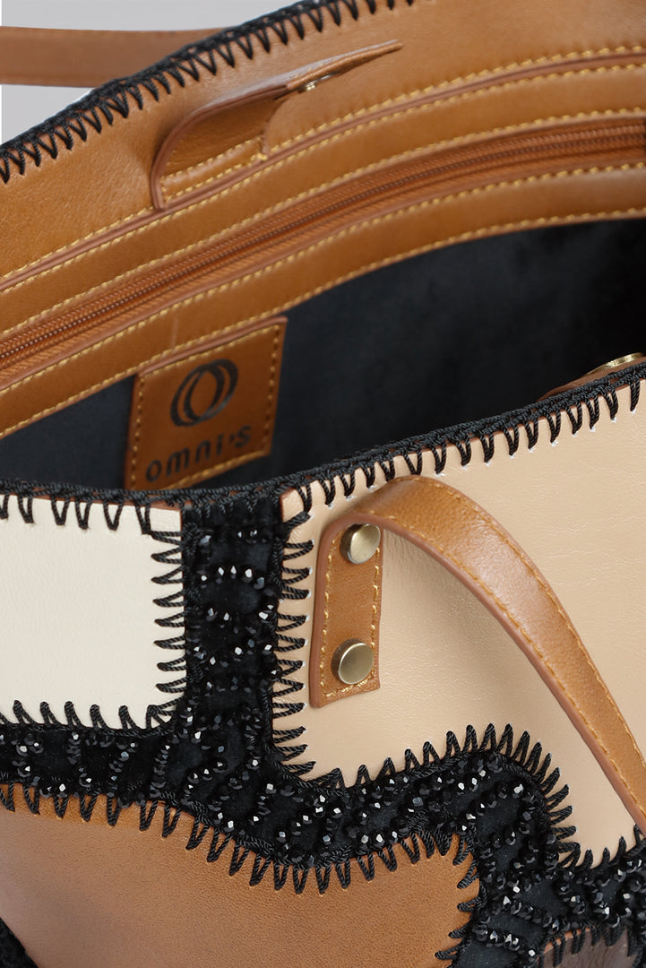Patchy Leather Tote