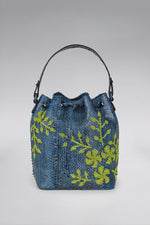 Load image into Gallery viewer, Large Flower Power Snakeskin Bucket Bag

