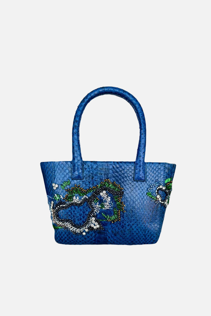 Medium Marble Crystal Snakeskin Pop Tote