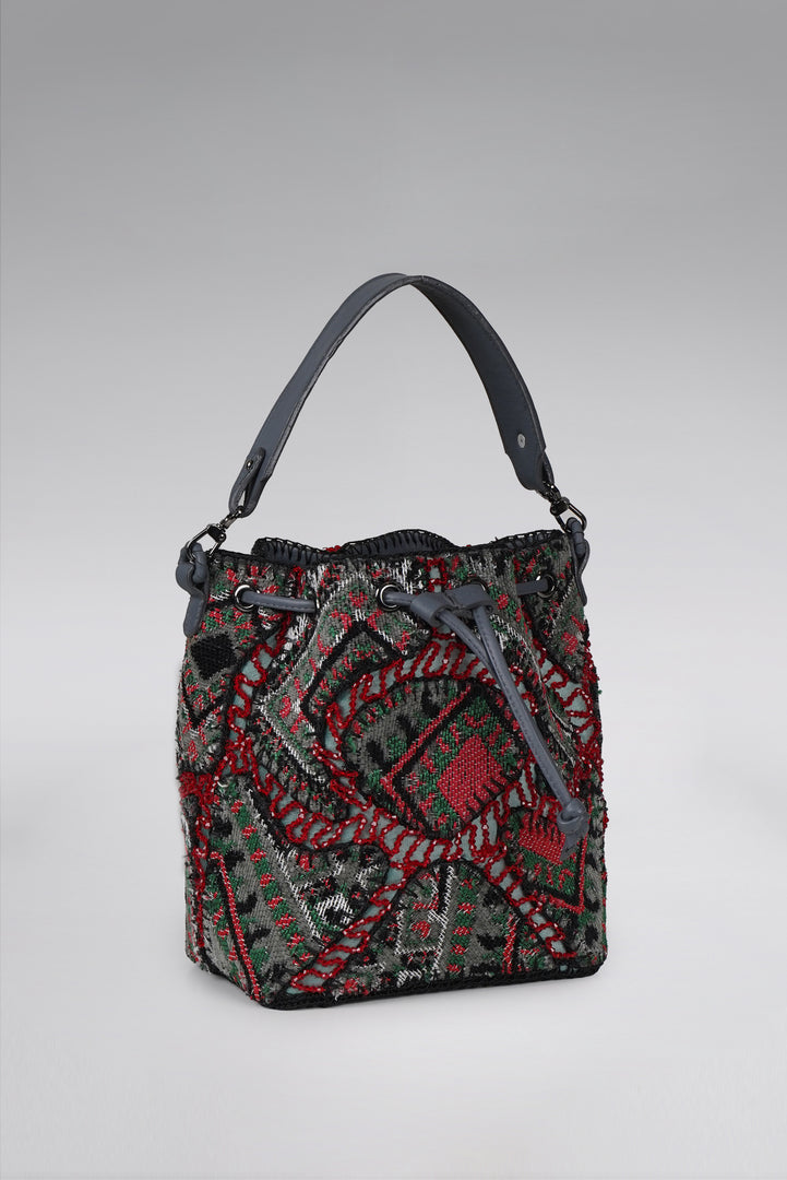 Large Patchy Carpet Bucket Bag