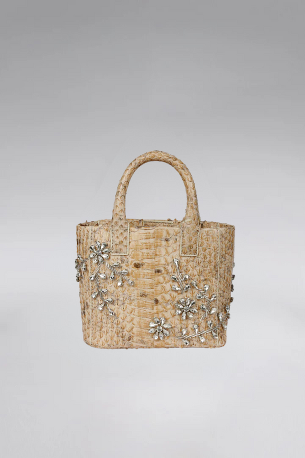 Small Diamond Flower Power Snakeskin Pop Tote
