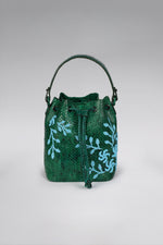 Load image into Gallery viewer, Large Flower Power Snakeskin Bucket Bag