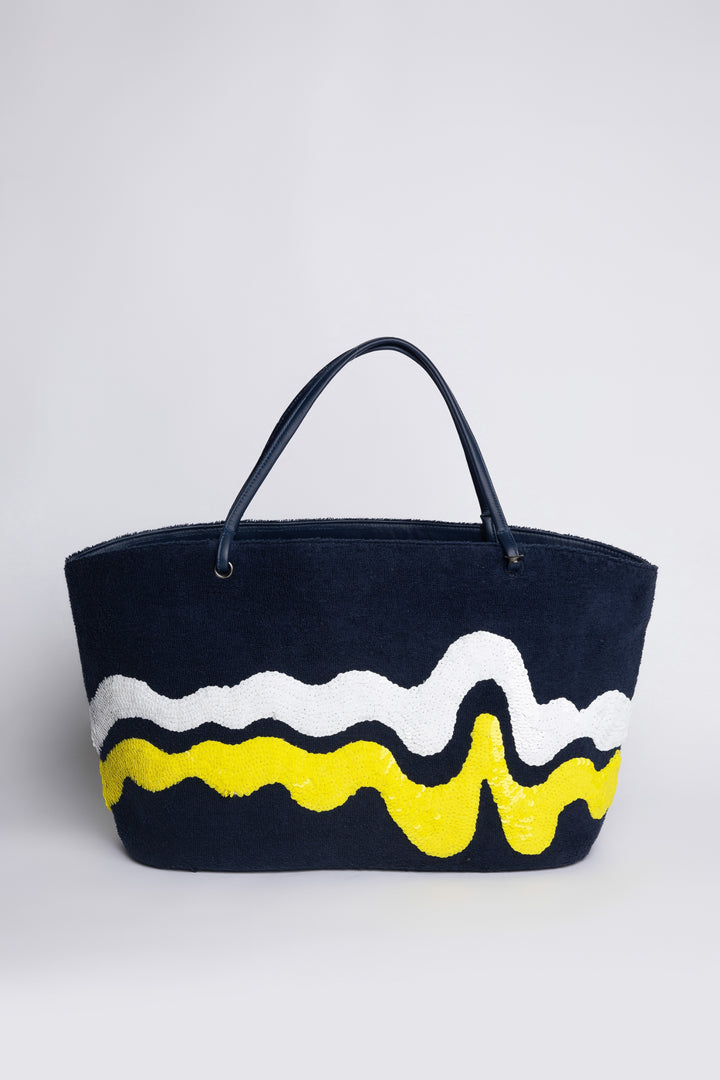 Large Wavy Terry Crescent Beach Bag