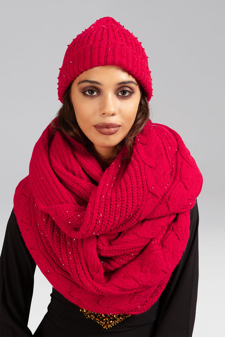 Danda Crystal Knit Scarf and Beanie