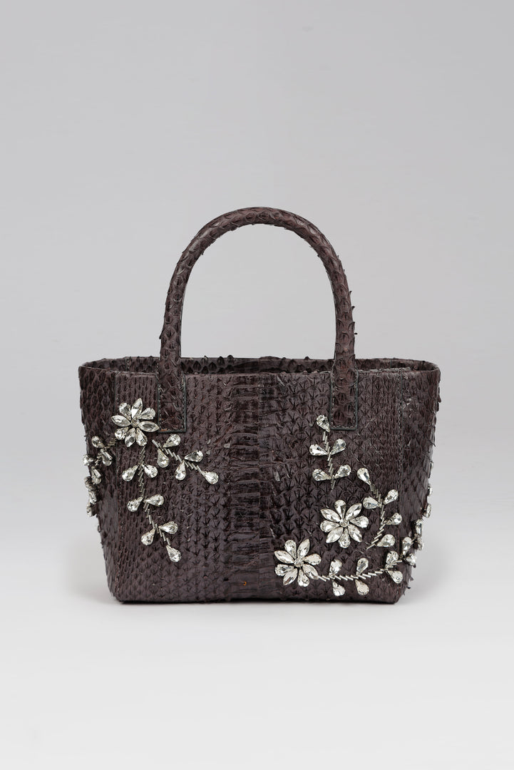 Diamond Flower Power Snakeskin Pop Tote