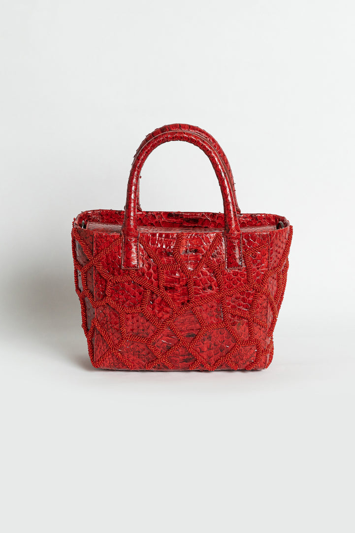 Medium Honeycomb Snakeskin Pop tote