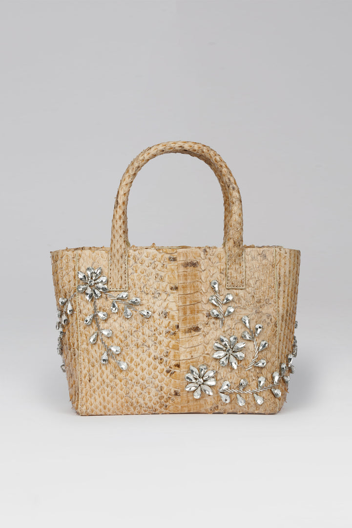 Diamond Flower Power Snakeskin Pop Tote