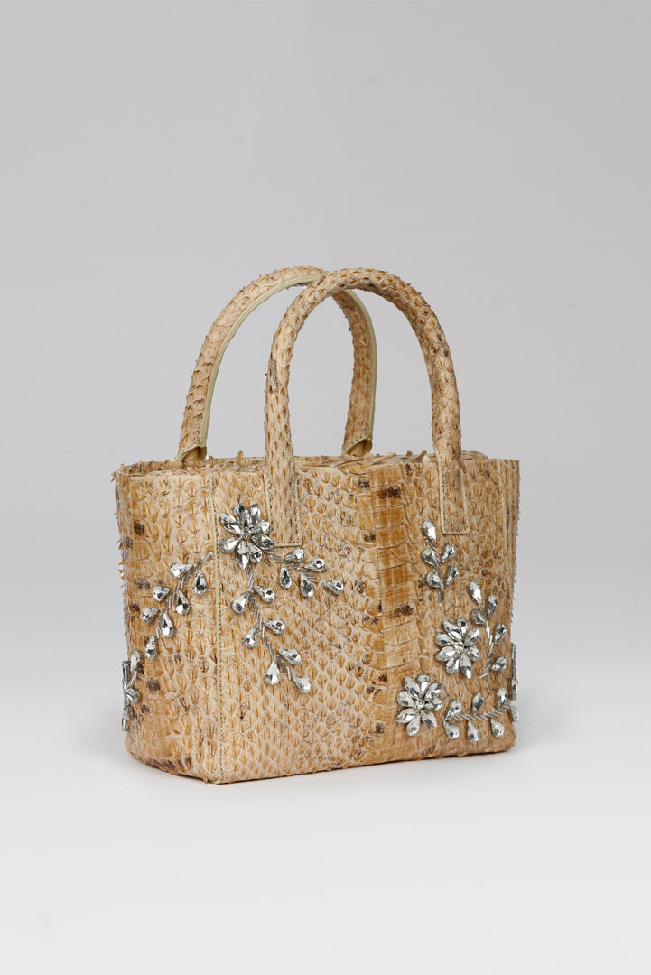 Diamond Flower Power Snakeskin Pop Tote