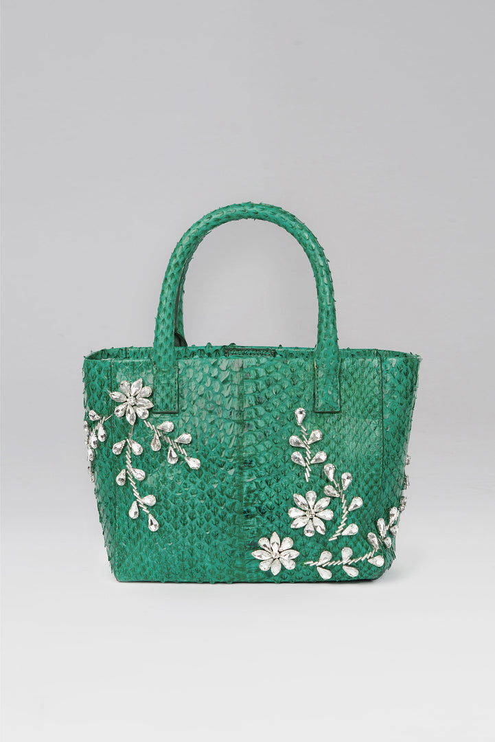 Diamond Flower Power Snakeskin Pop Tote