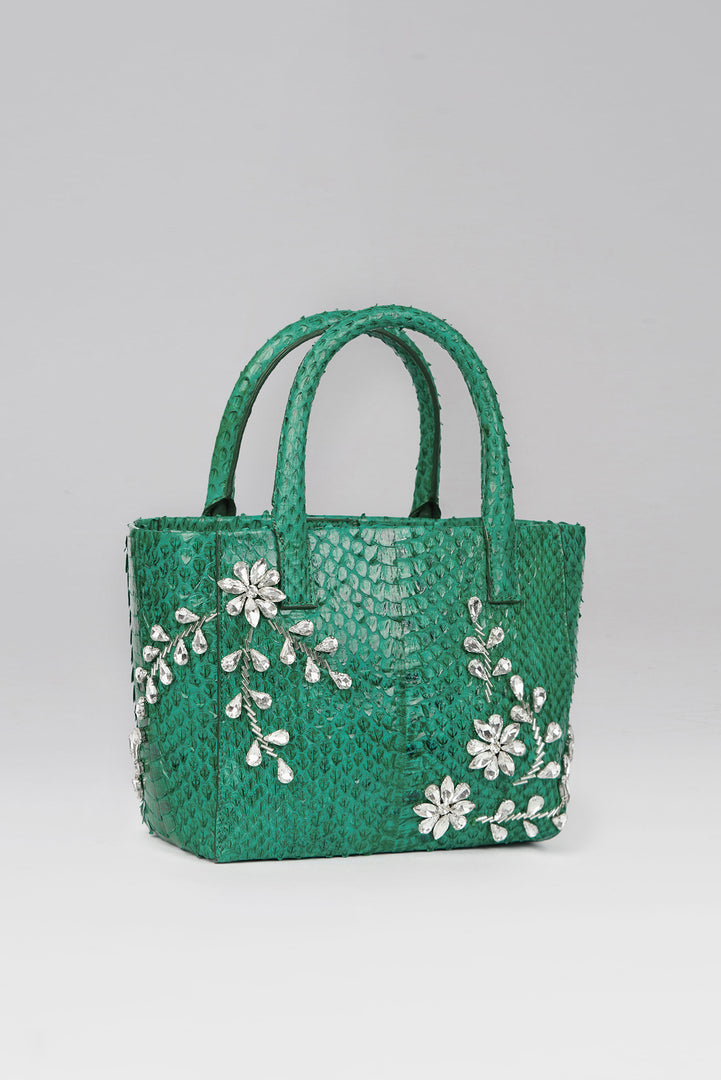 Diamond Flower Power Snakeskin Pop Tote