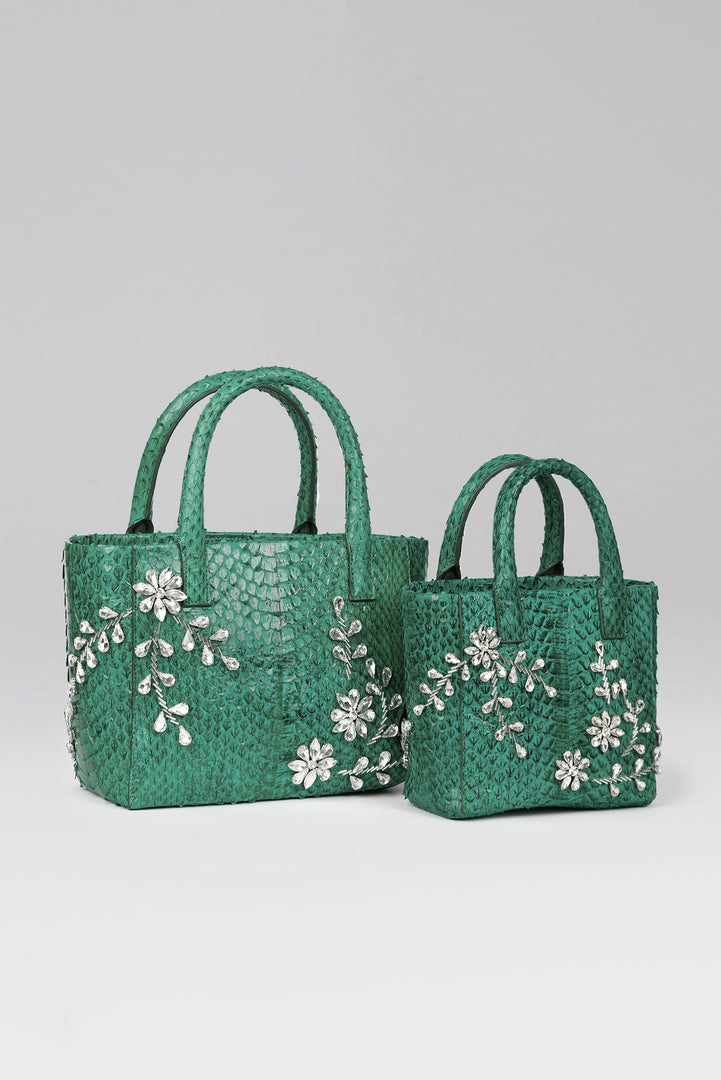 Diamond Flower Power Snakeskin Pop Tote