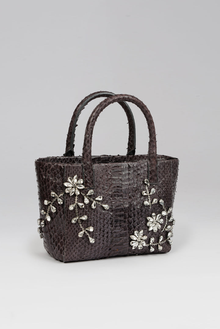 Diamond Flower Power Snakeskin Pop Tote