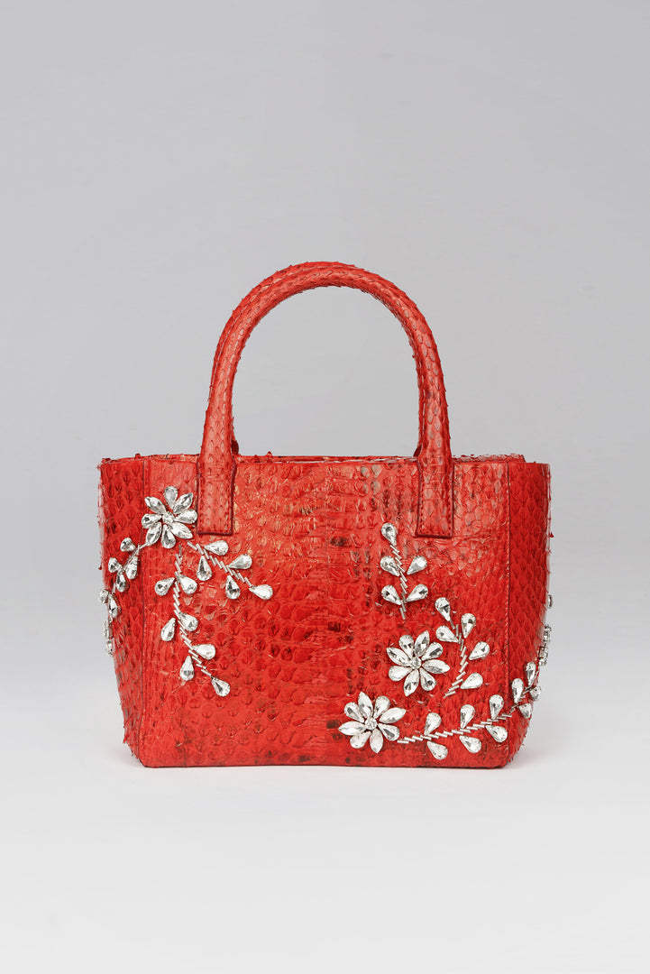 Diamond Flower Power Snakeskin Pop Tote