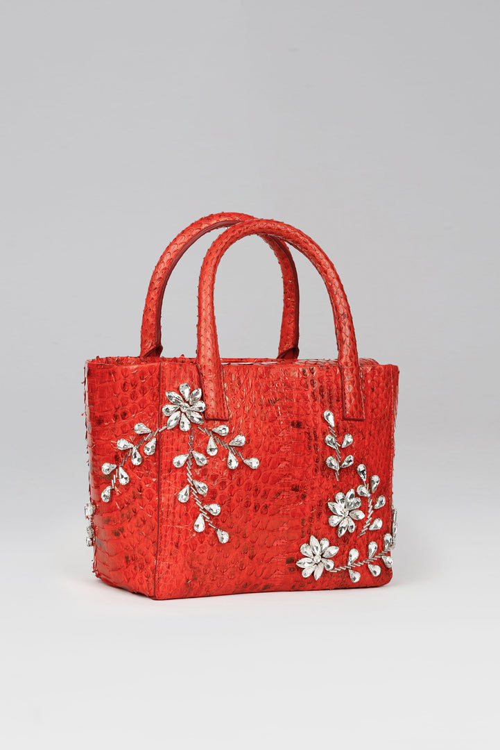 Diamond Flower Power Snakeskin Pop Tote