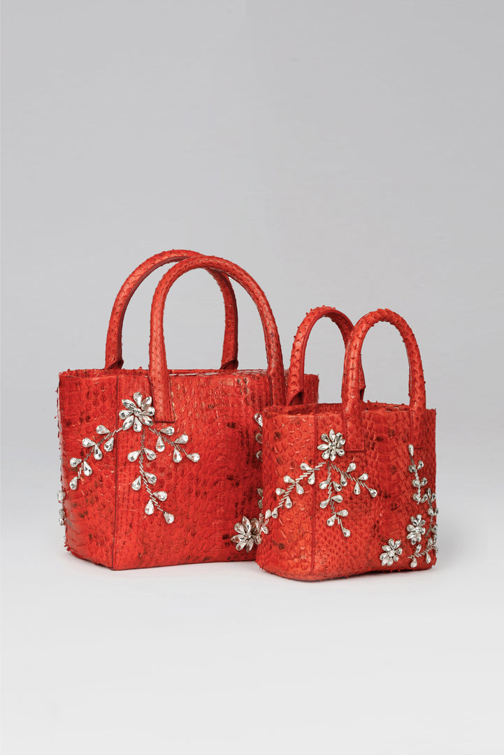 Diamond Flower Power Snakeskin Pop Tote