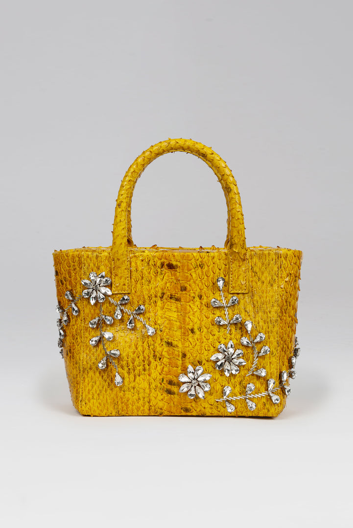 Diamond Flower Power Snakeskin Pop Tote