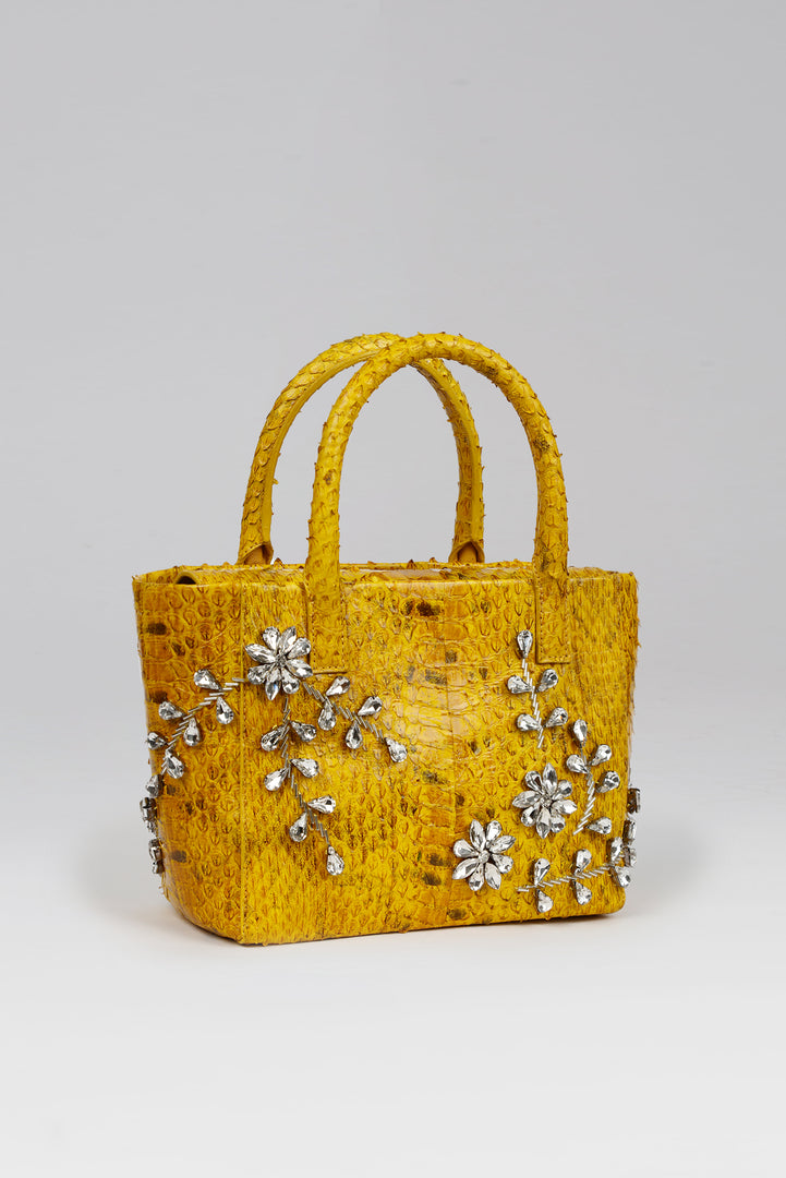 Diamond Flower Power Snakeskin Pop Tote