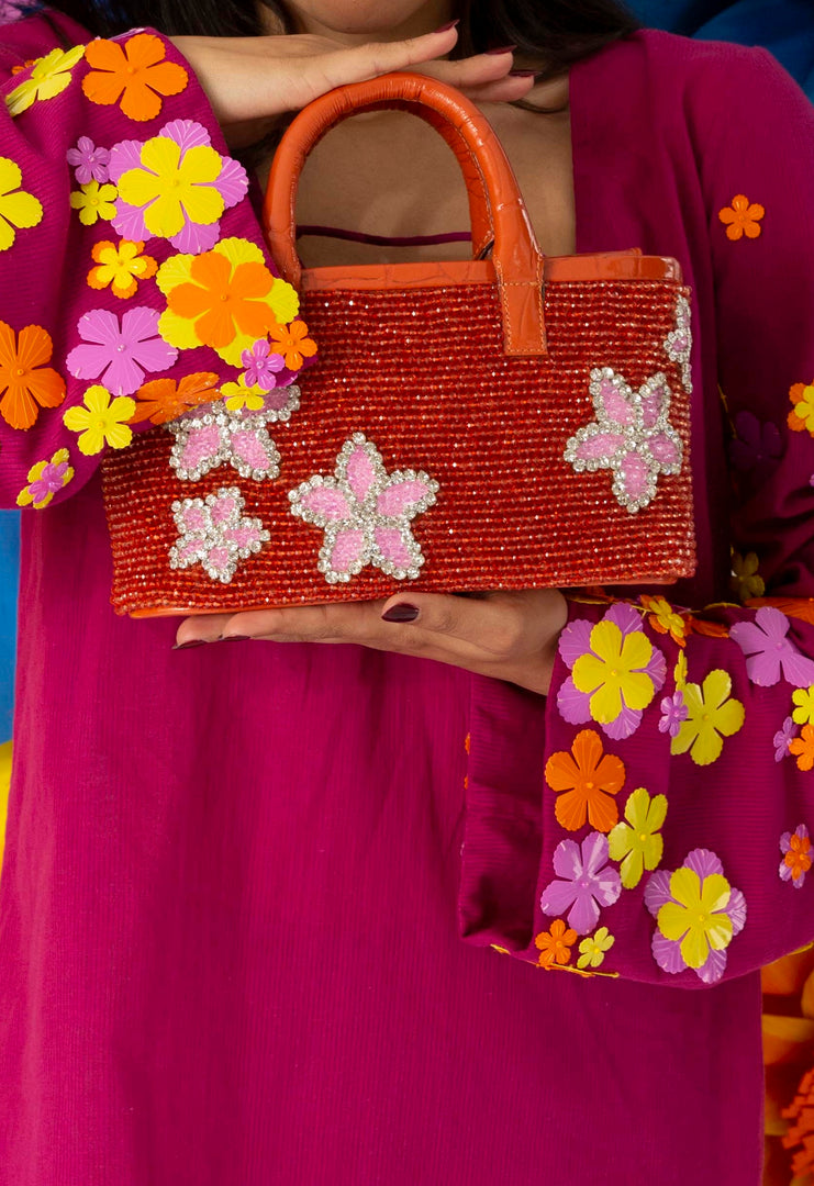 Small Flora Patent Flap Tote