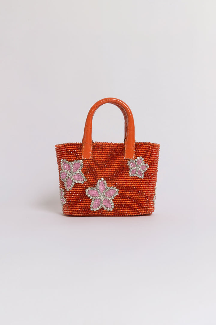 Small Flora Crystal Patent Leather Pop Tote