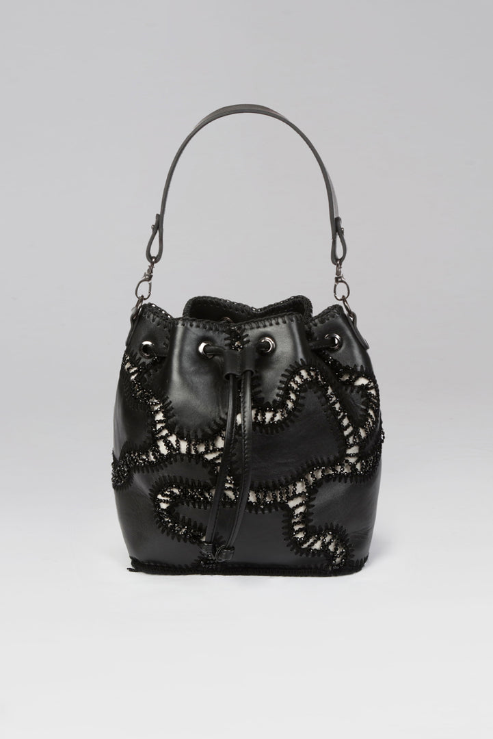 Patchy Leather Bucket Bag