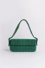 Load image into Gallery viewer, Striped crystal patent Lori shoulder bag
