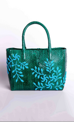 Load image into Gallery viewer, Flower Power Snakeskin Tote