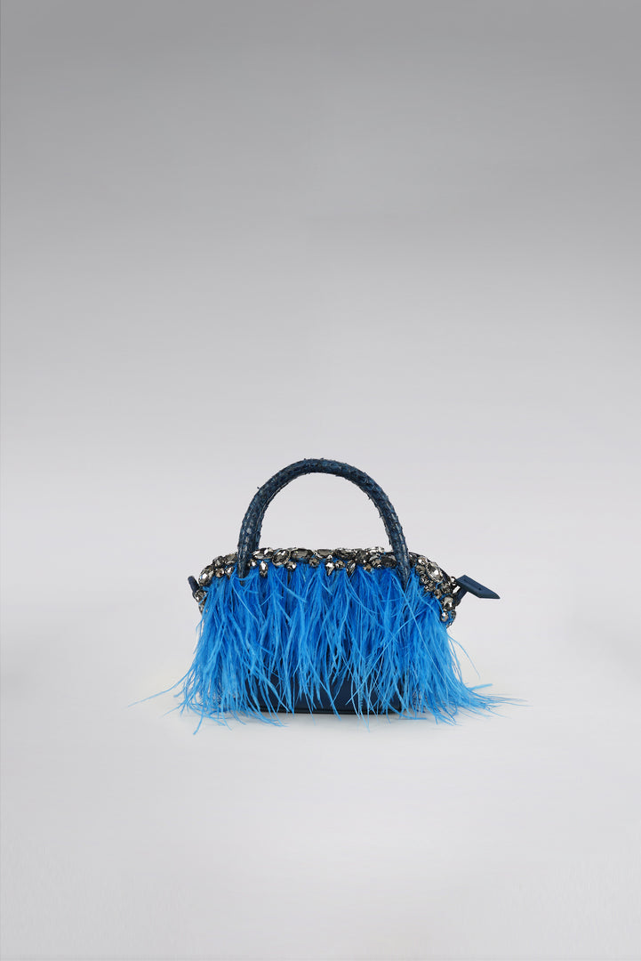 Feather Snakeskin Curvy Tote