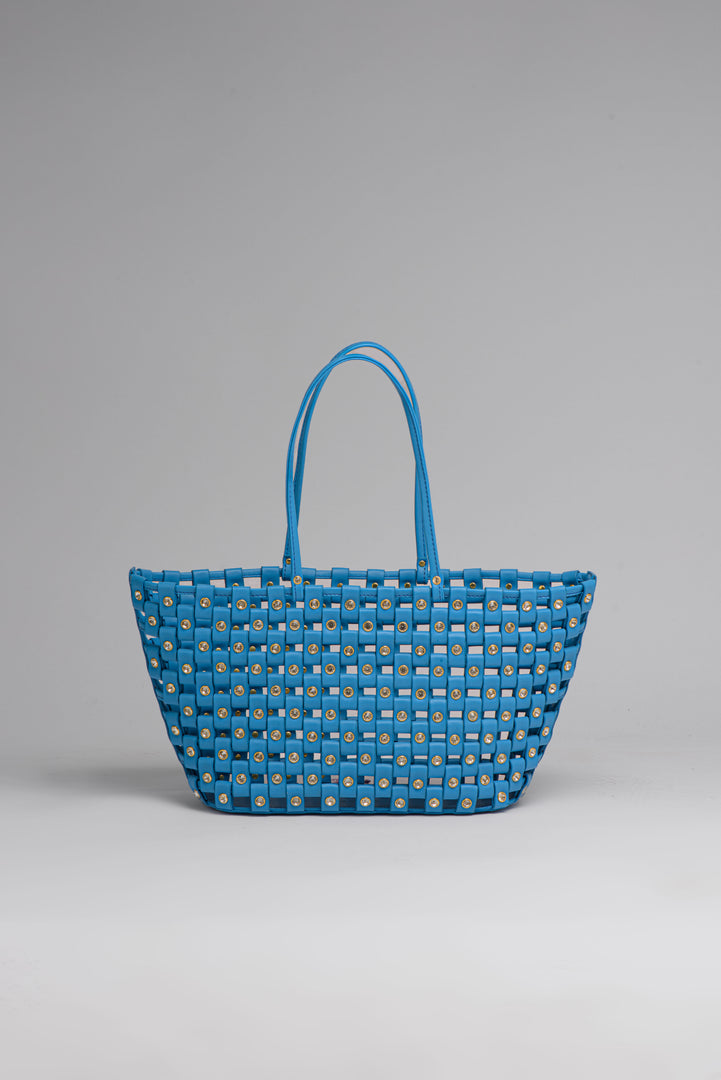 Large Leather Woven Beach Bag