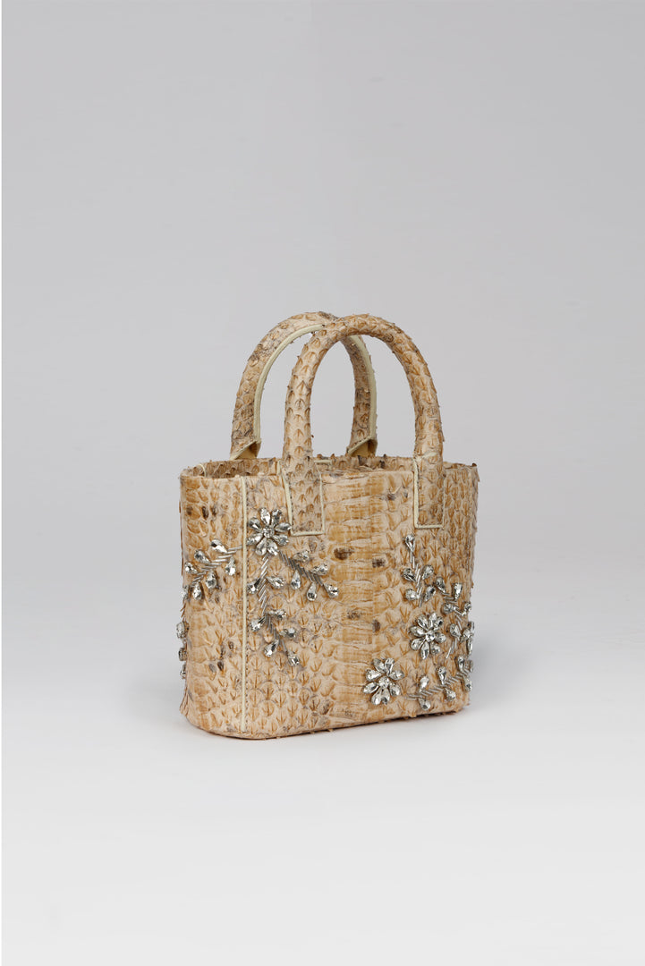 Diamond Flower Power Snakeskin Pop Tote