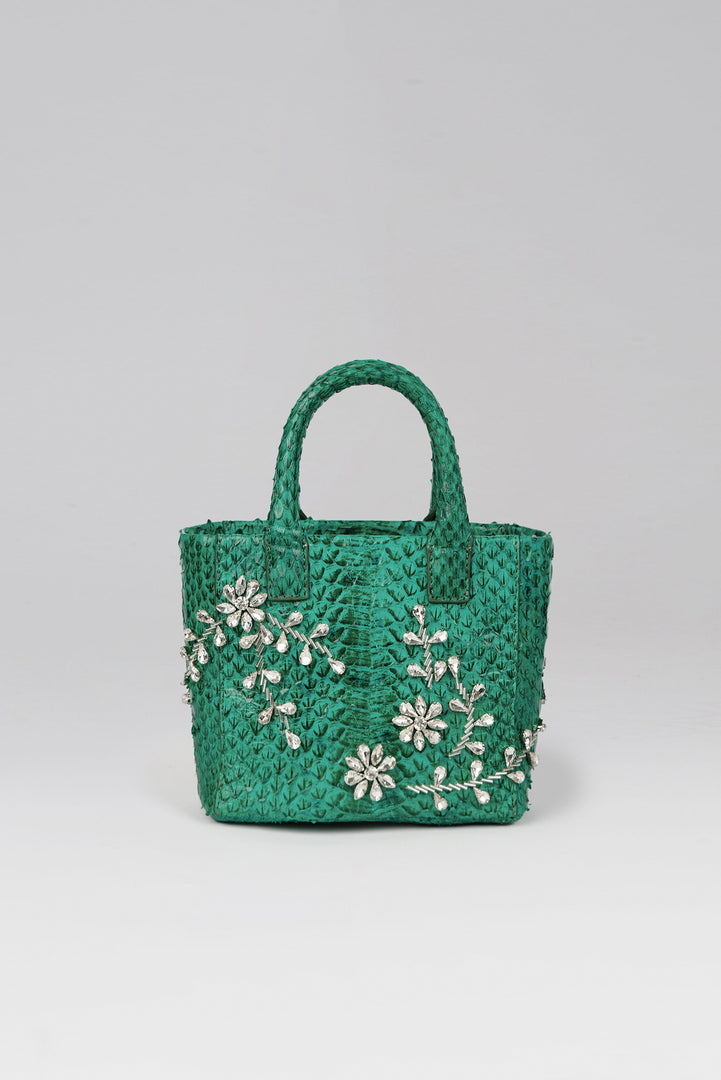 Diamond Flower Power Snakeskin Pop Tote