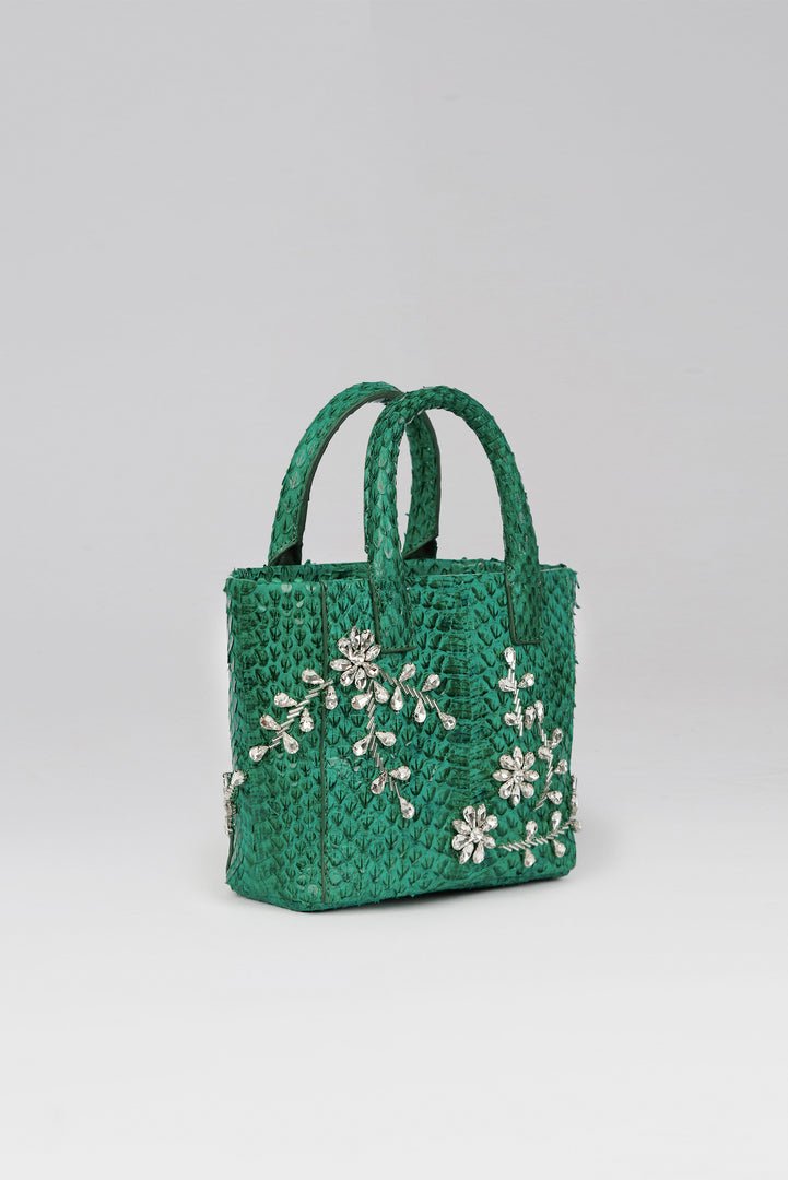 Diamond Flower Power Snakeskin Pop Tote