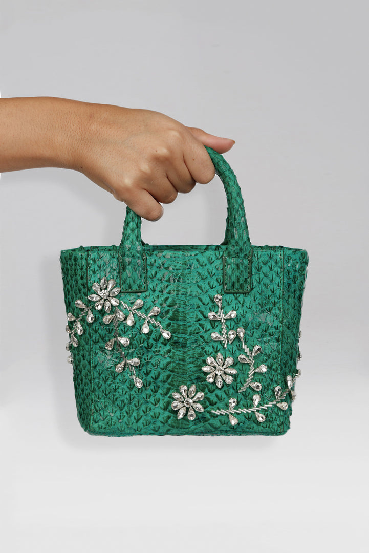 Diamond Flower Power Snakeskin Pop Tote