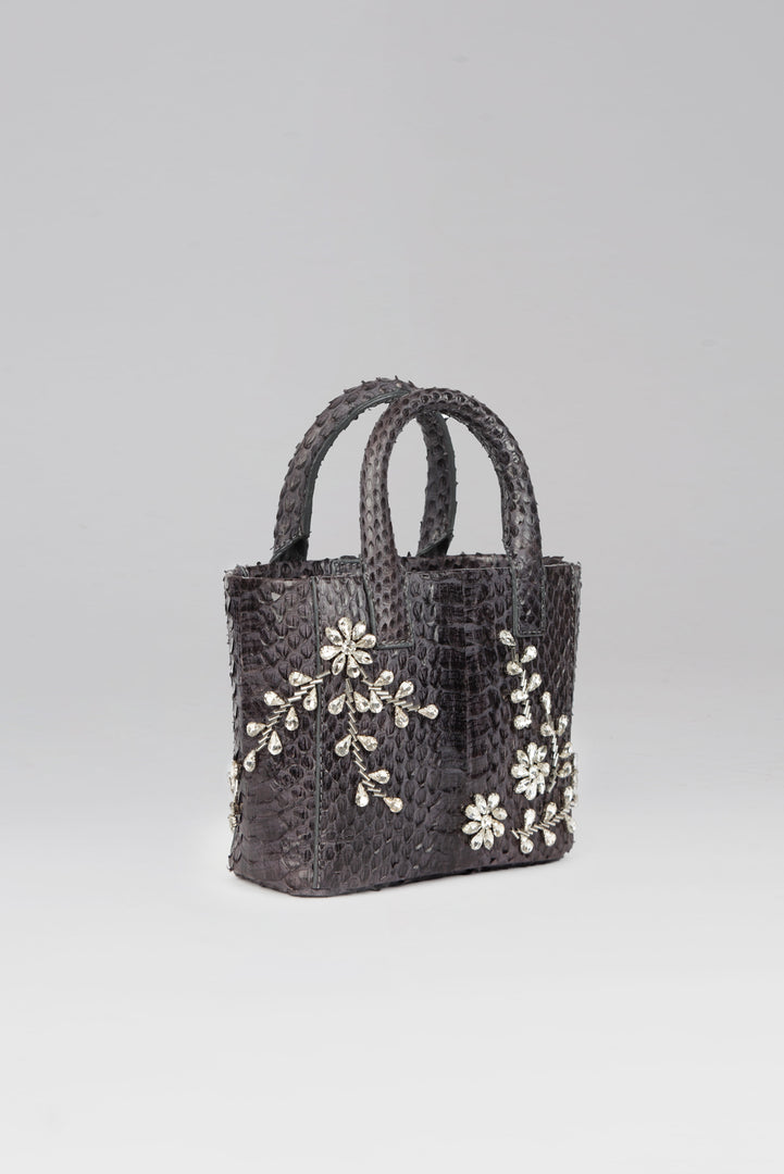 Diamond Flower Power Snakeskin Pop Tote