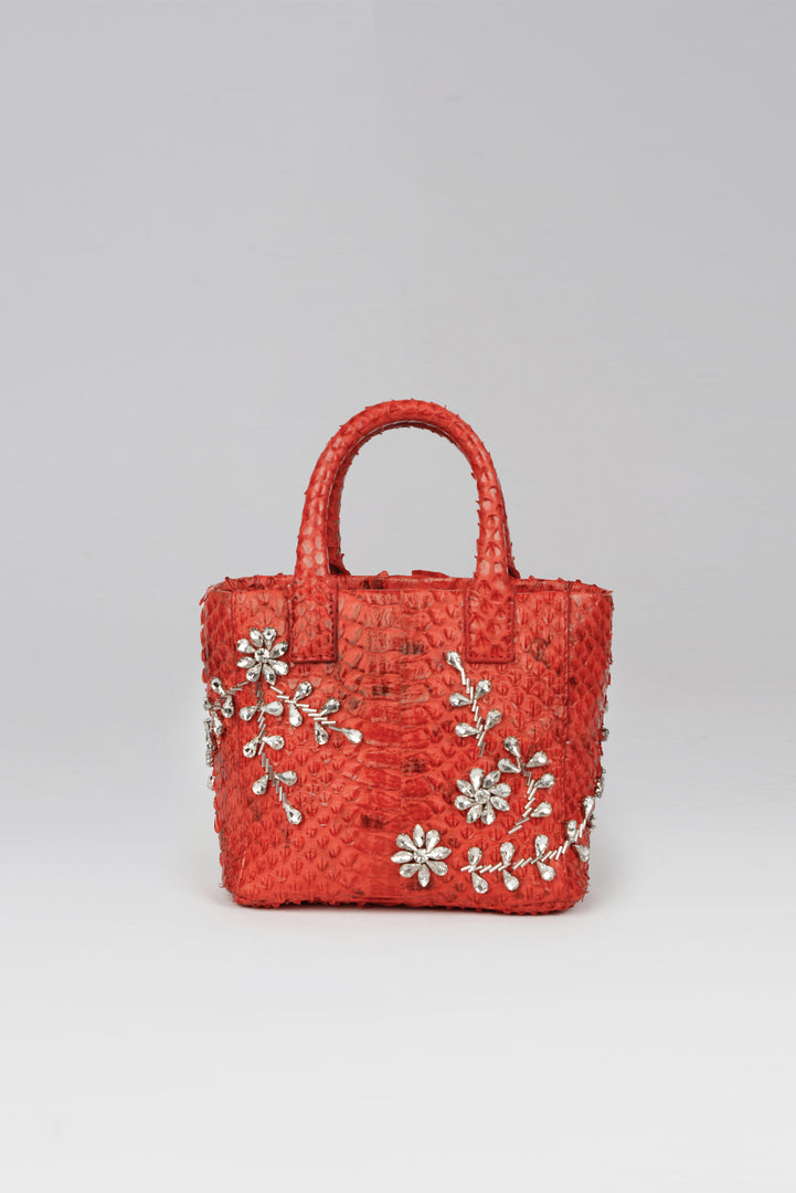 Diamond Flower Power Snakeskin Pop Tote