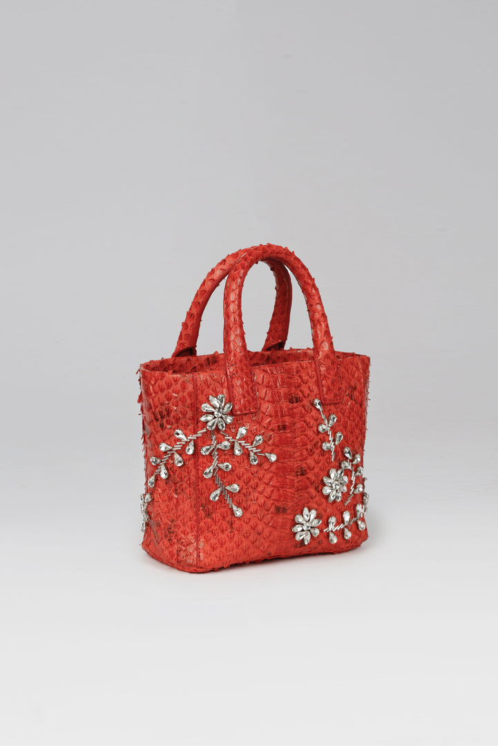 Diamond Flower Power Snakeskin Pop Tote