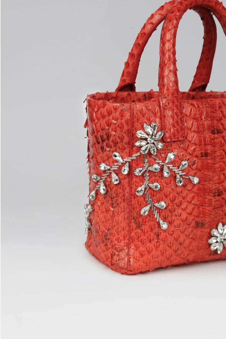 Diamond Flower Power Snakeskin Pop Tote